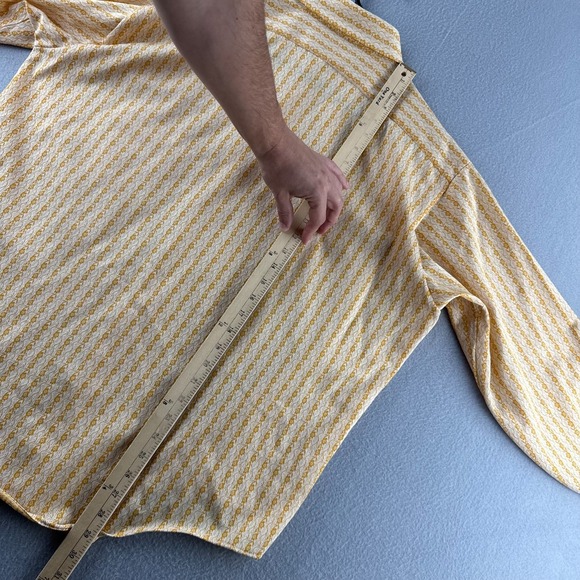 Vintage Arrow Shirt Mens 17.5 L Knit Textured Polyester 70s Button Up Disco - Picture 12 of 14